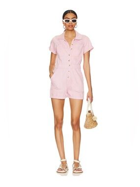Cannon Romper in Pink Denim